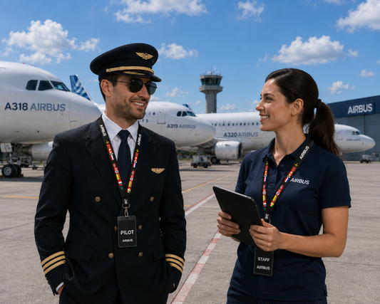 Black Airbus Lanyard with International Flags