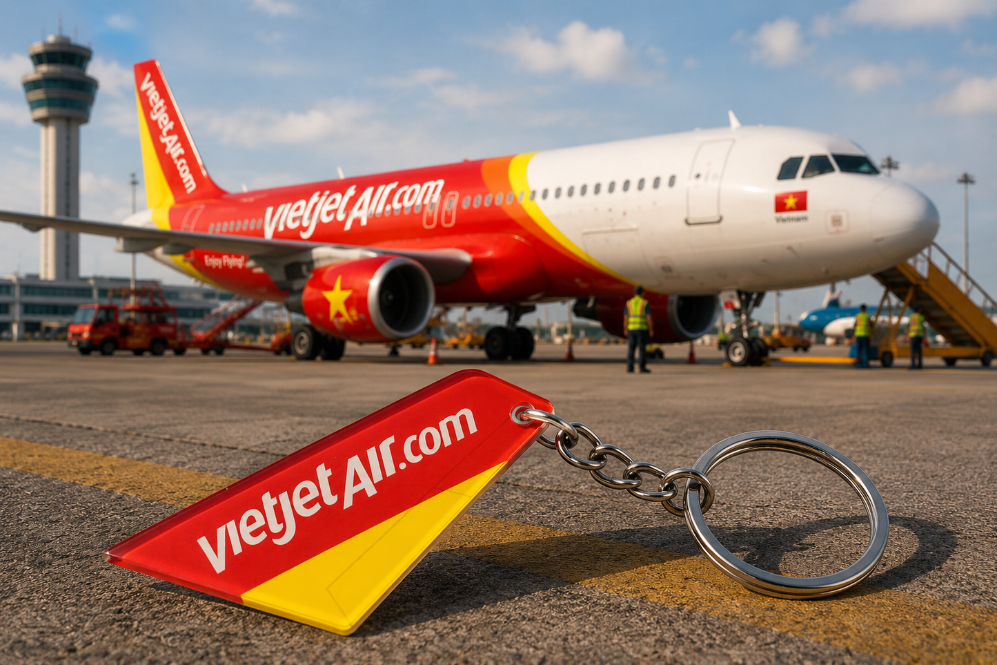 Vietjet.com Acrylic Keychain – Vietnam & Thailand Aviation Collectible
