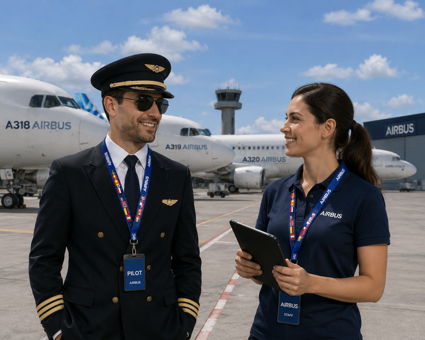 Airbus Lanyard with International Flag - Blue