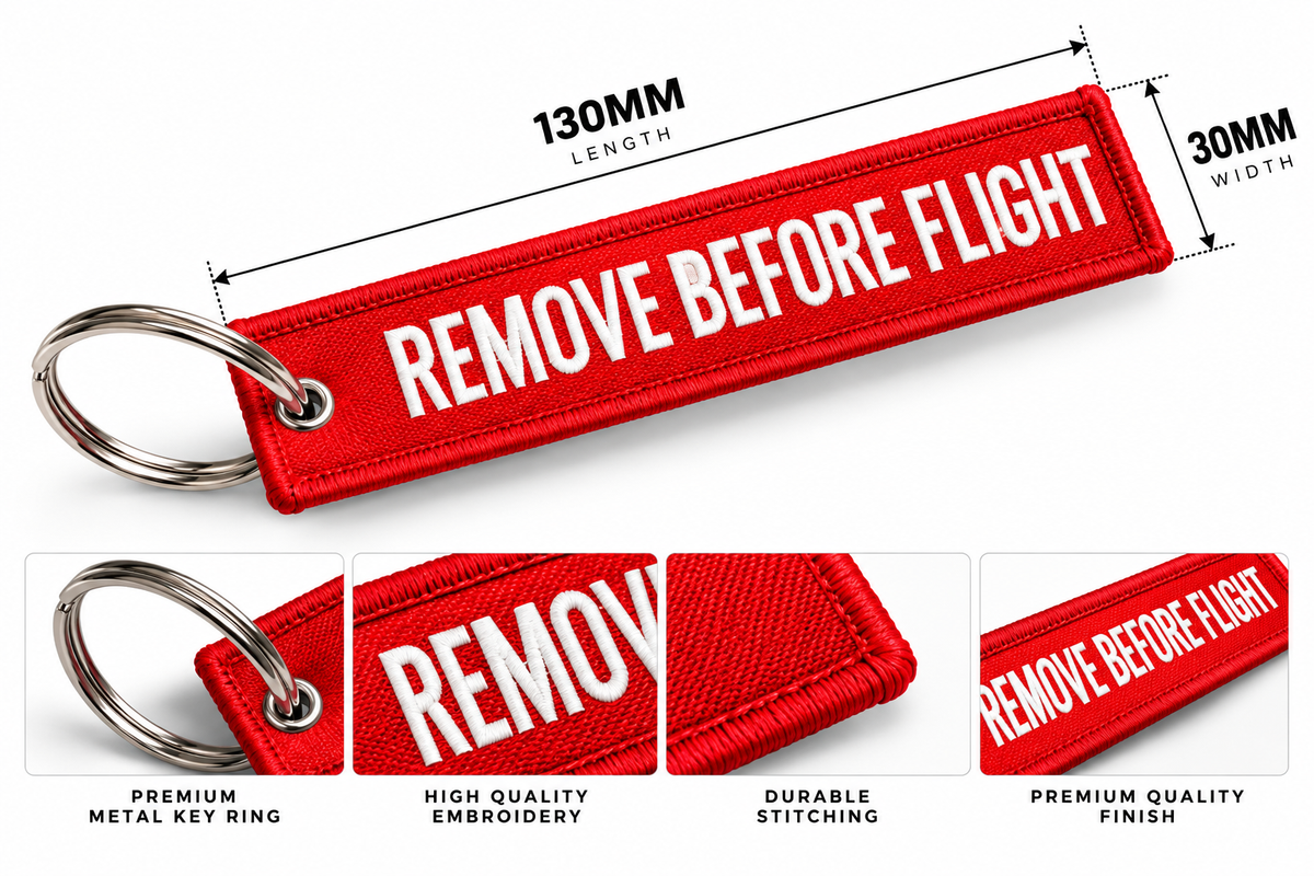 Remove Before Flight Embroidery Bag Tag – Premium Imported Quality (RED)