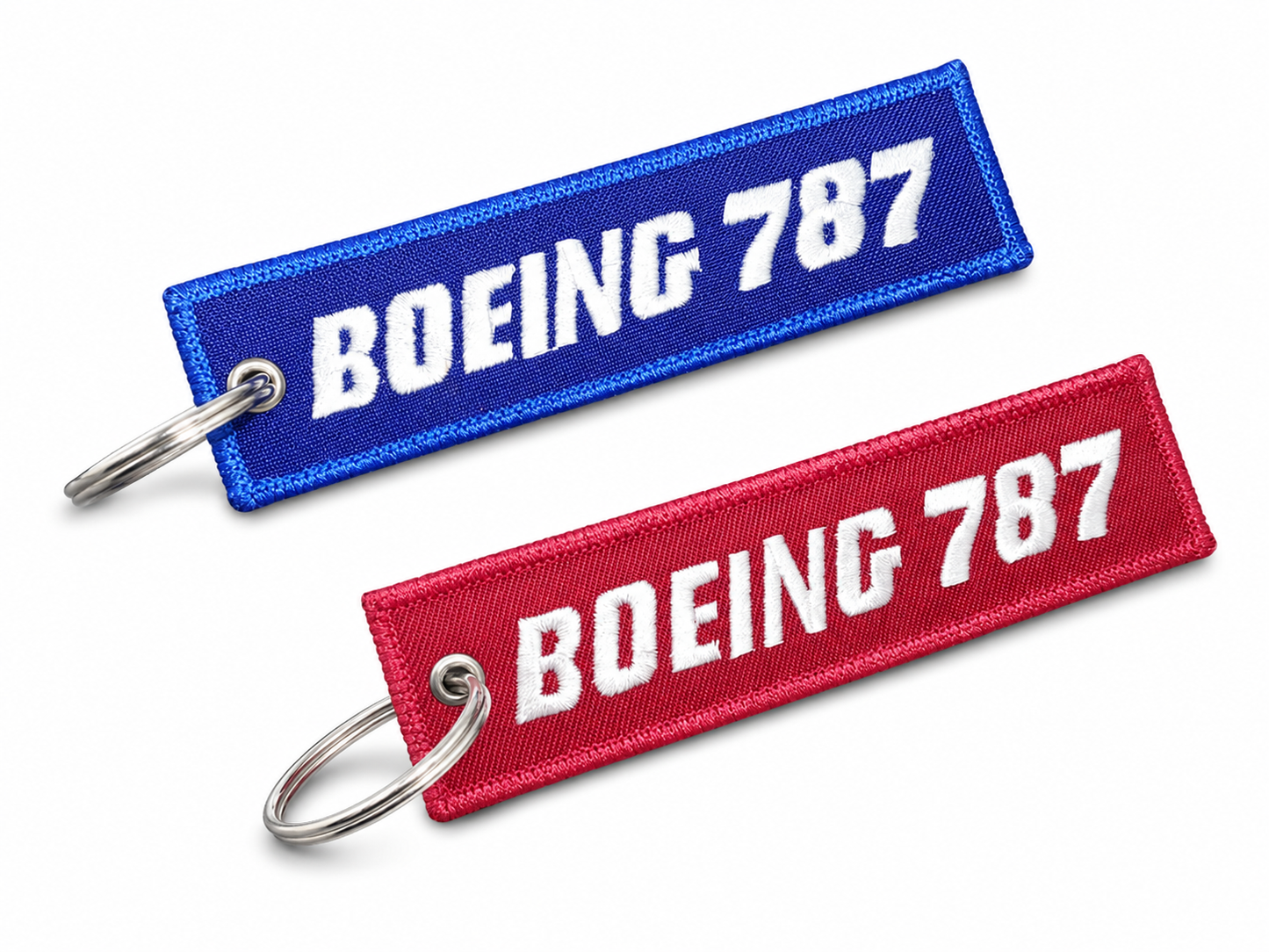 Boeing 787 Dreamliner Premium Embroidered Bag Tag–Keychain (Blue/Red)
