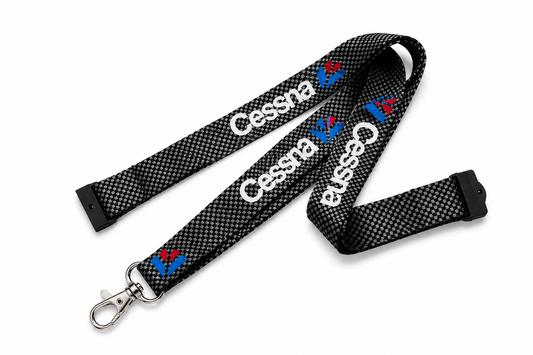 Premium Imported-Cessna Carbon/Checks Lanyard