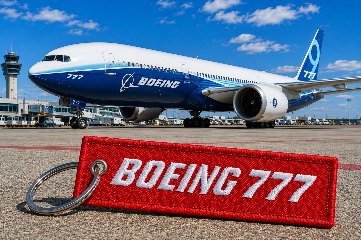 Boeing 777 (Red) Embroidery Bag Tag – Premium Quality