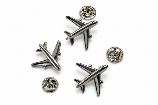 Silver Airplane Lapel Pin – Premium Aviation Brooch