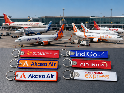 5 Indian Airline Embroidered Bag Tag – Premium Imported Quality Keyring