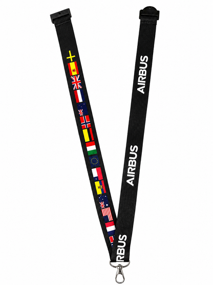 Black Airbus Lanyard with International Flags