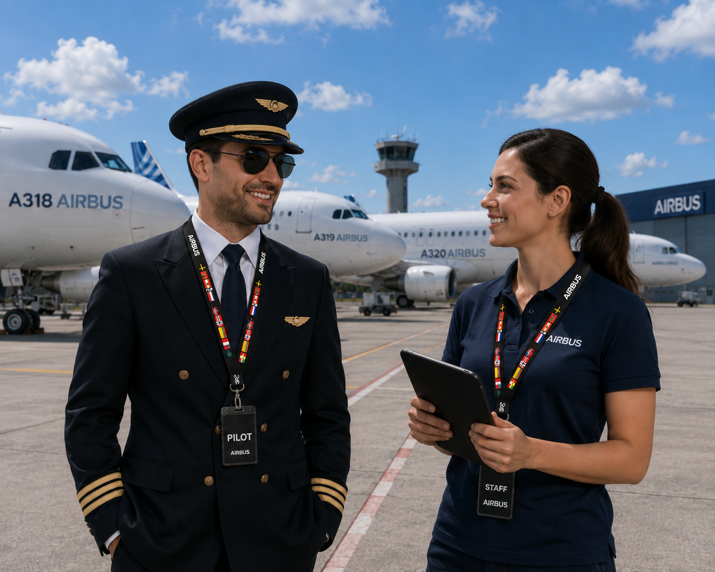 Black Airbus Lanyard with International Flags