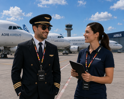 Black Airbus Lanyard with International Flags