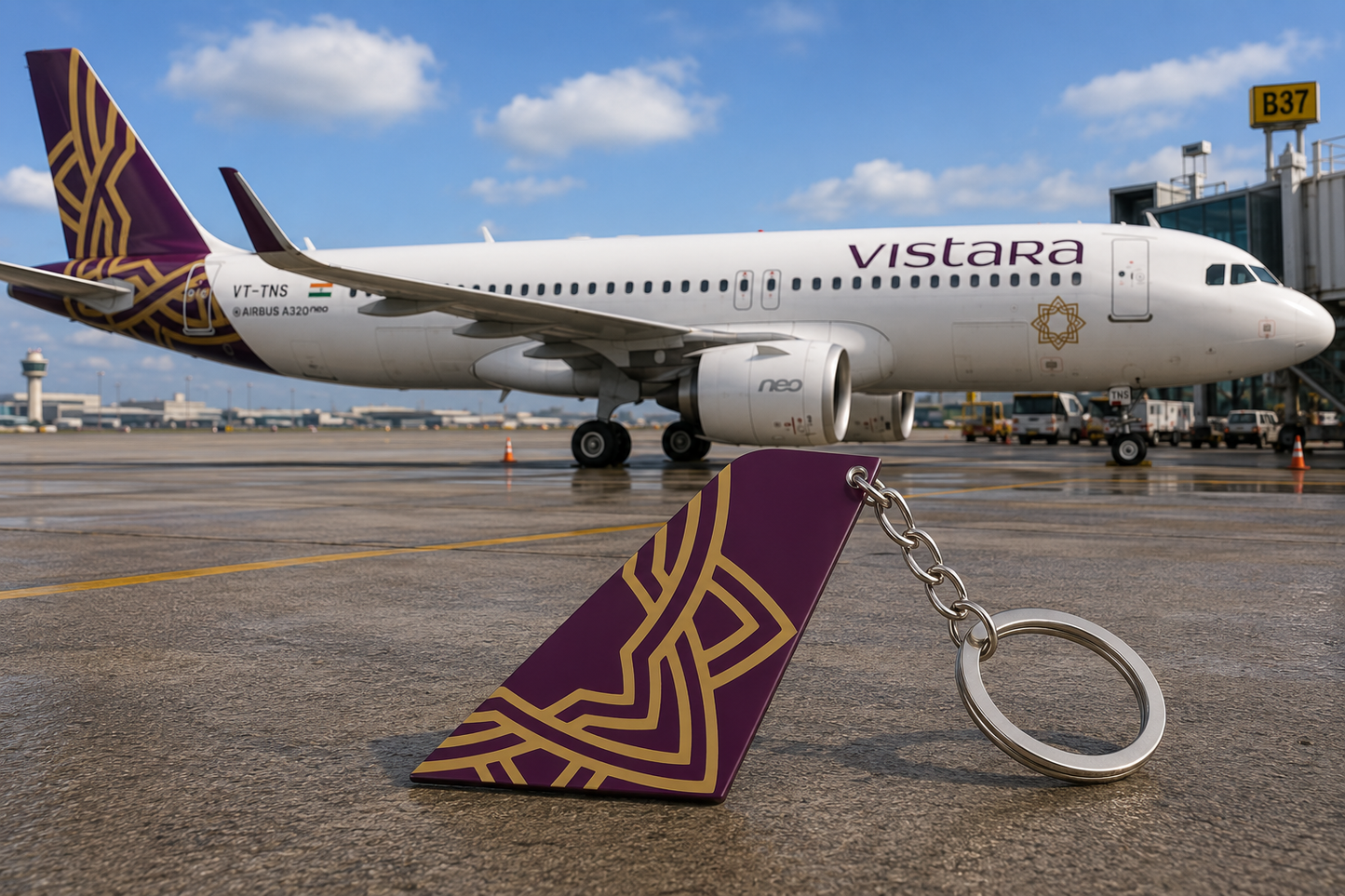 Vistara Acrylic Tail Keychain – Premium Aviation Collectible