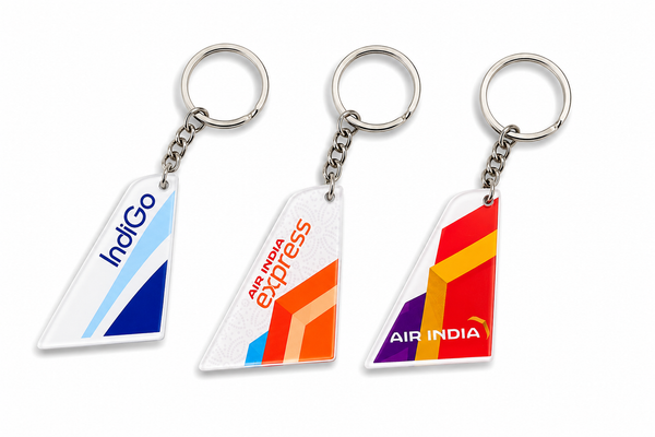 Pack of 3 Indian Acrylic Tail Keychain Combo Set – Air India, IndiGo &amp; Air India Express