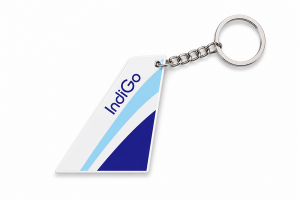 IndiGo (6E) Acrylic Tail Keychain – Premium Aviation Collectible