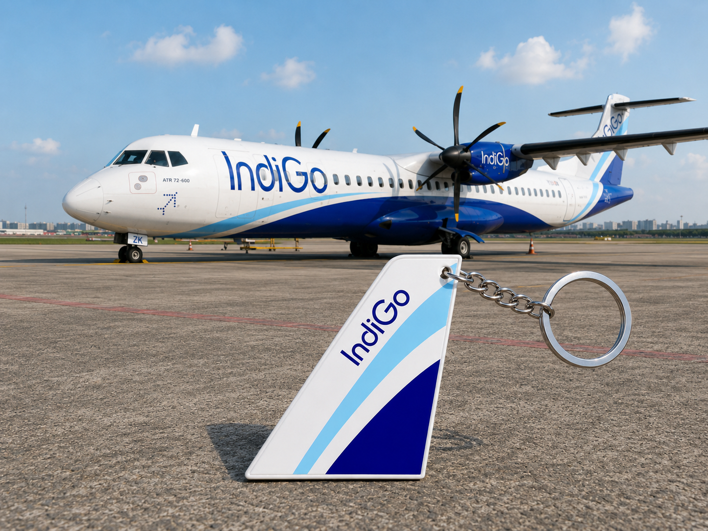 IndiGo (6E) Acrylic Tail Keychain – Premium Aviation Collectible