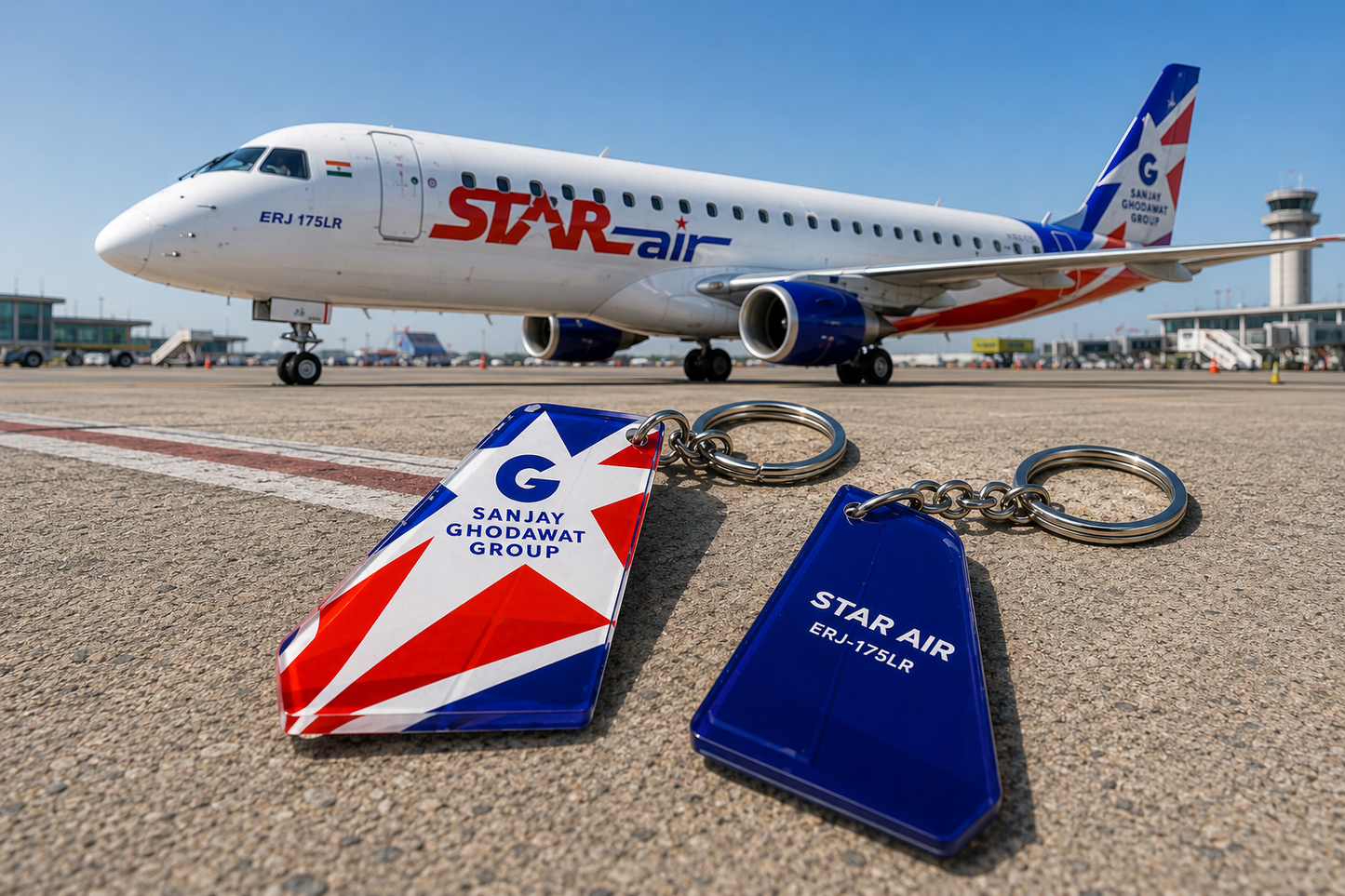 Star Air (India) Acrylic Keychain – ERJ175LR Aviation Collectible