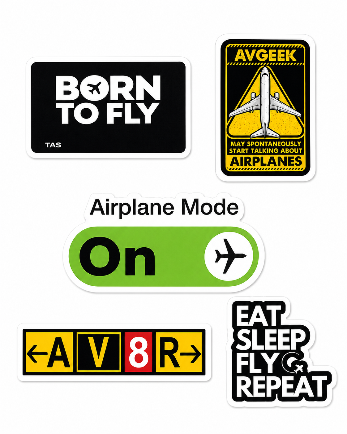 5 AvGeek Vinyl Sticker Pack – Aviation Sticker Set