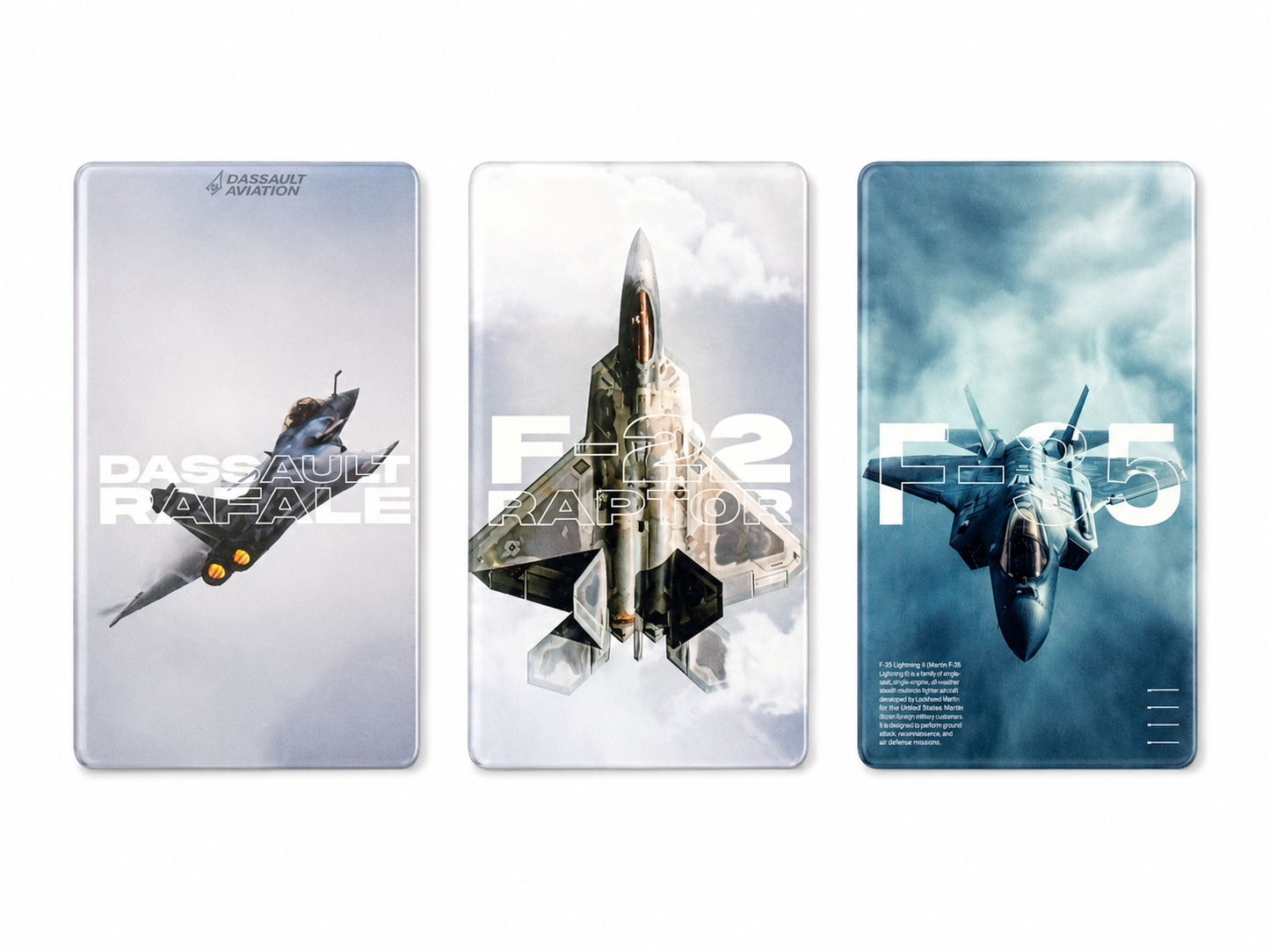 3-Set Acrylic Fridge Magnet – F-22 Raptor, Dassault Rafale &amp; F-35