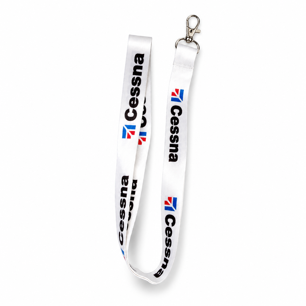 Cessna Black/White Satin Lanyard – Premium Aviation Neck Strap