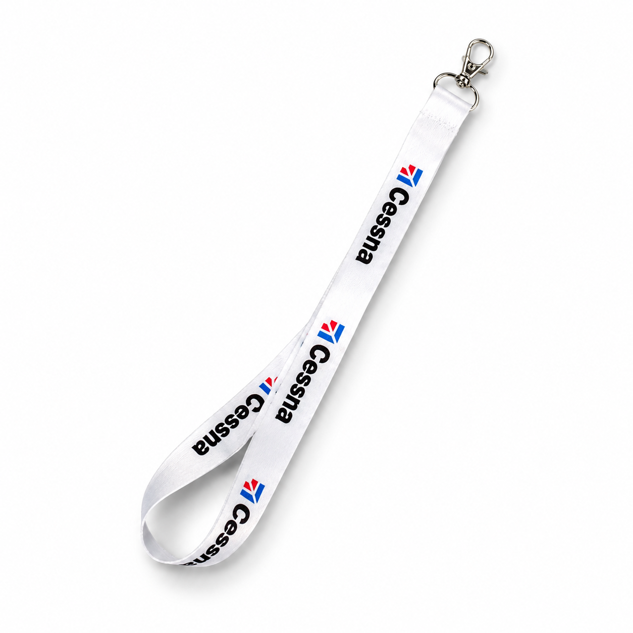 Cessna Black/White Satin Lanyard – Premium Aviation Neck Strap