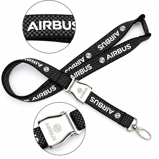 Airbus Carbon Checks Lanyard with Metal Buckle – Premium Imported Quality
