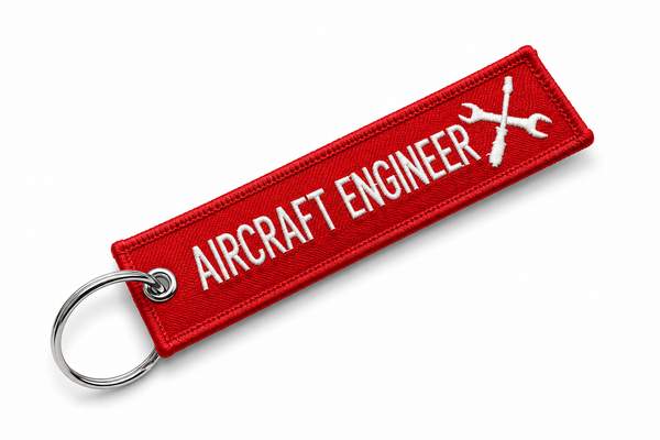 Aircraft Engineer Embroidered Bag Tag (RED)  – Premium Imported Quality