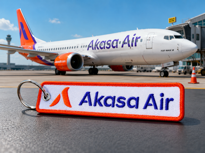 Akasa Air Embroidered Bag Tag – Premium Imported Quality Keyring