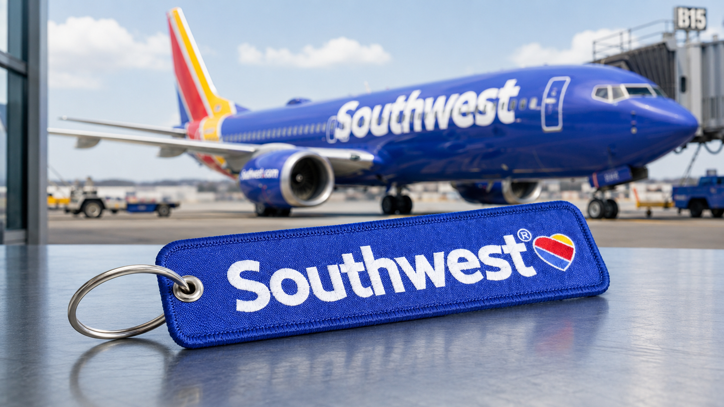 Southwest Airlines Embroidered Bag Tag – Premium Imported Quality Keyring