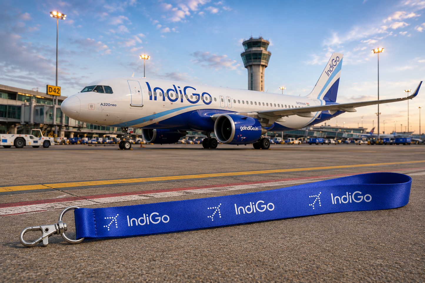 IndiGo Airlines (Blue &amp; Black) Basic Lanyard – Premium Aviation Lanyard