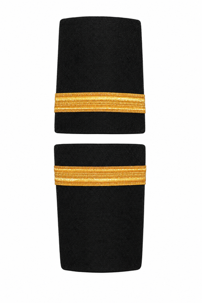 1 Bar Black with Golden Stripes Pilot Epaulettes – Premium Imported Quality