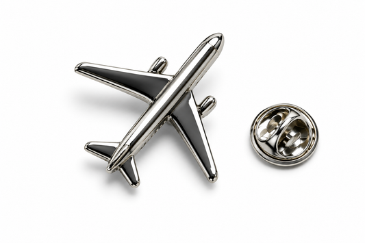 Silver Airplane Lapel Pin – Premium Aviation Brooch