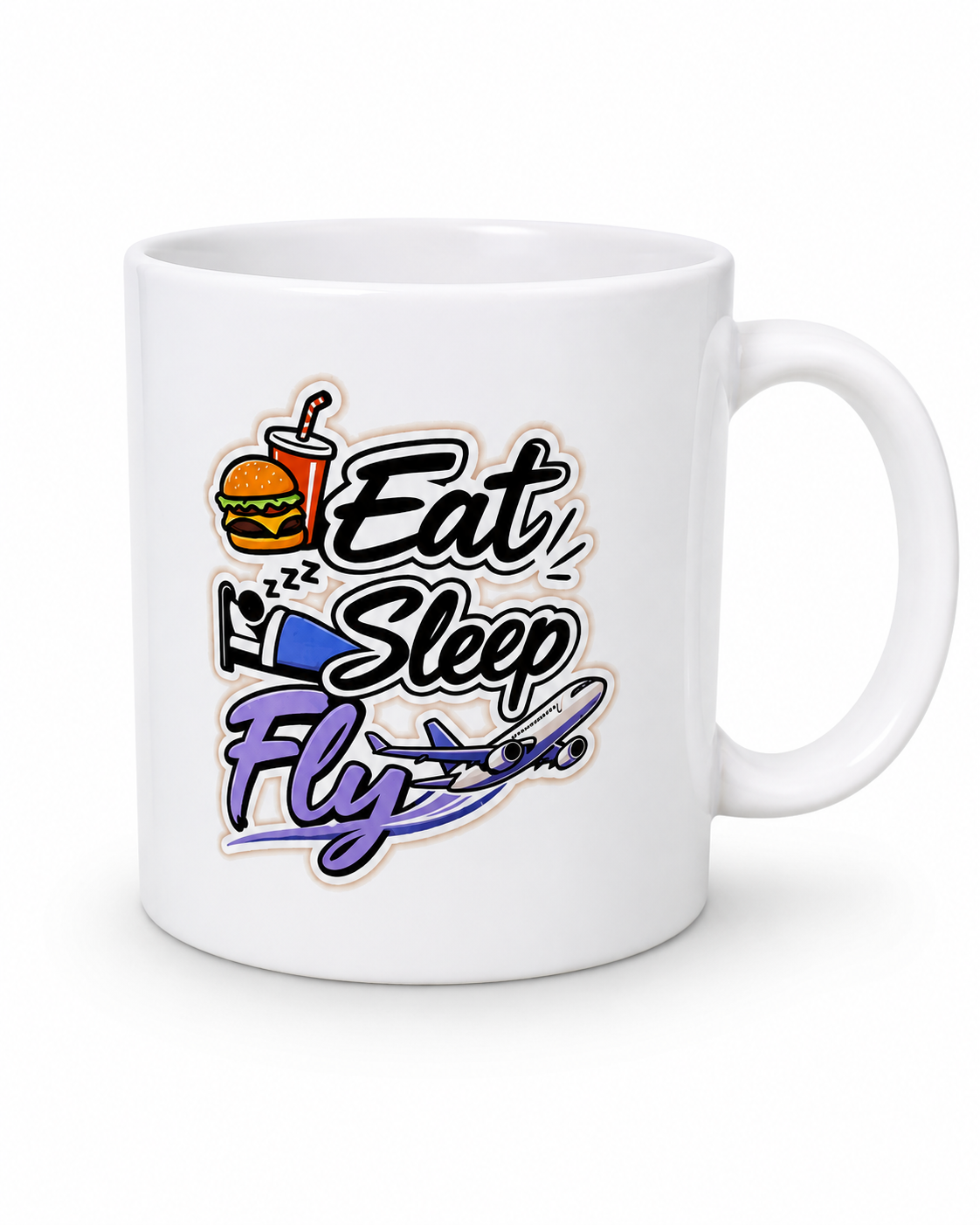 Eat Sleep Fly – Premium Ceramic Coffee Mug | 330ML ✈️☕