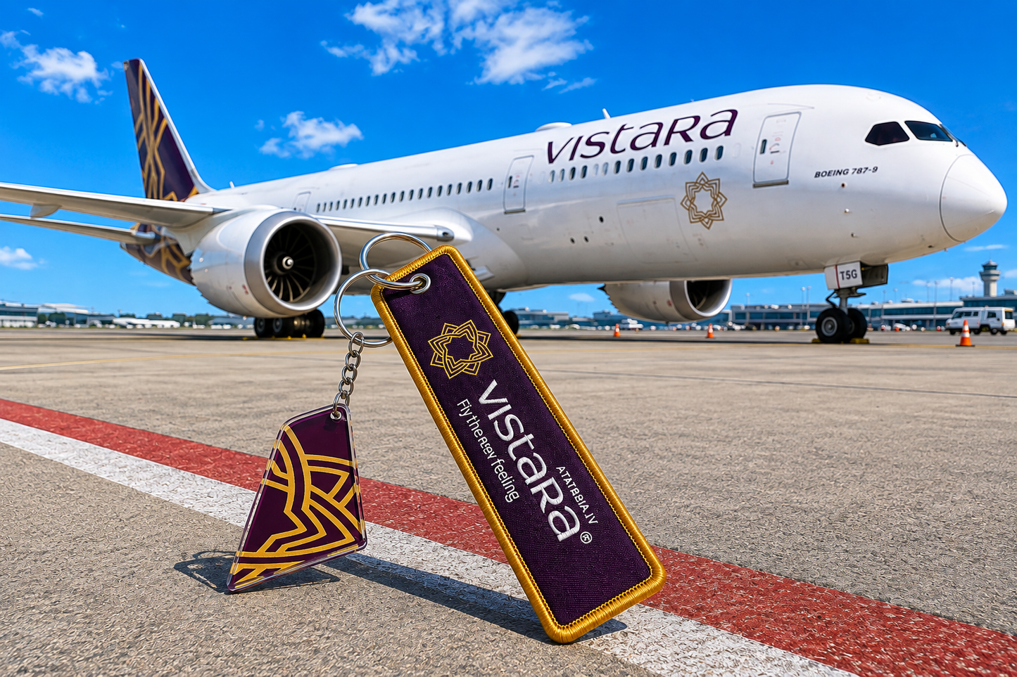 Vistara Premium Imported Bagtag + Acrylic Tail Keychain