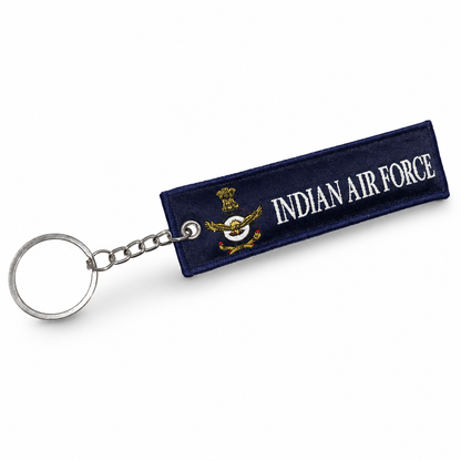 Indian Air Force 🇮🇳 Woven Keychain – Navy Blue