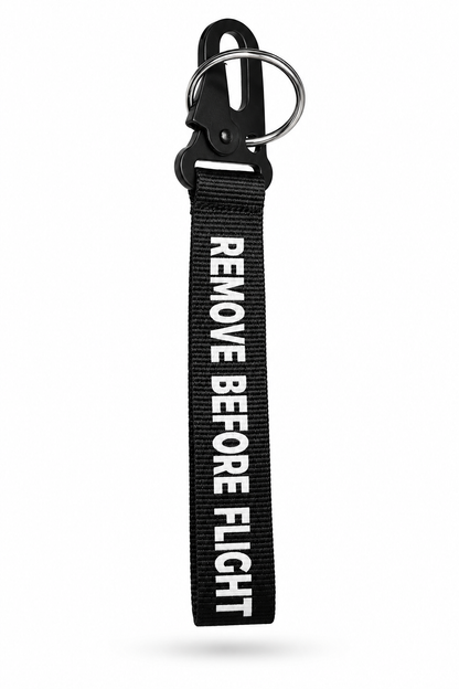 Remove Before Flight (Black) Satin Hook Keychain – Premium Quality