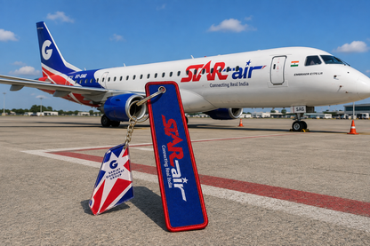 Star Air (India) Premium Imported Bagtag + Acrylic Tail Keychain