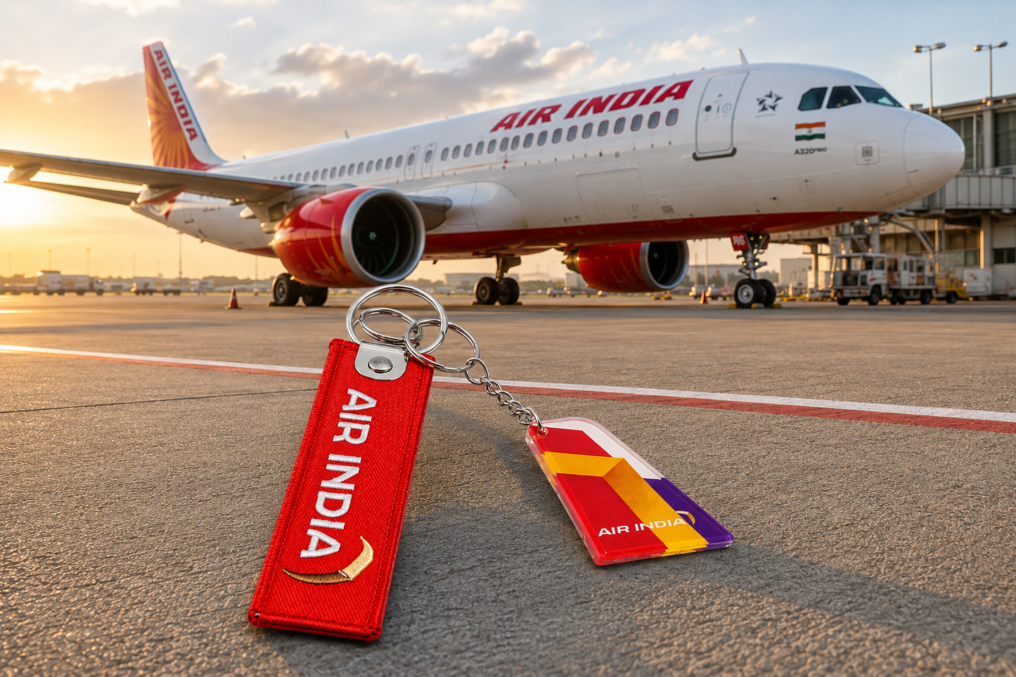 Air India Premium Imported Bagtag + Acrylic Tail Keychain