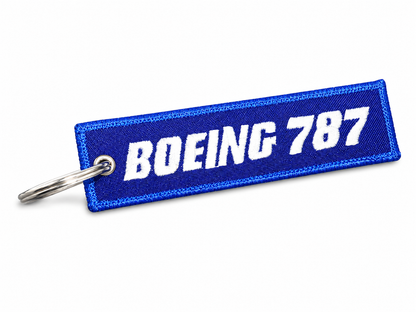 Boeing 787 Dreamliner Premium Embroidered Bag Tag–Keychain (Blue/Red)