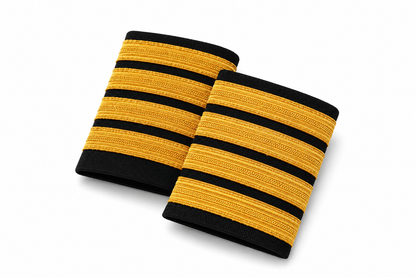 4 Bar Black with Golden Stripes Pilot Epaulettes – Premium Imported Quality