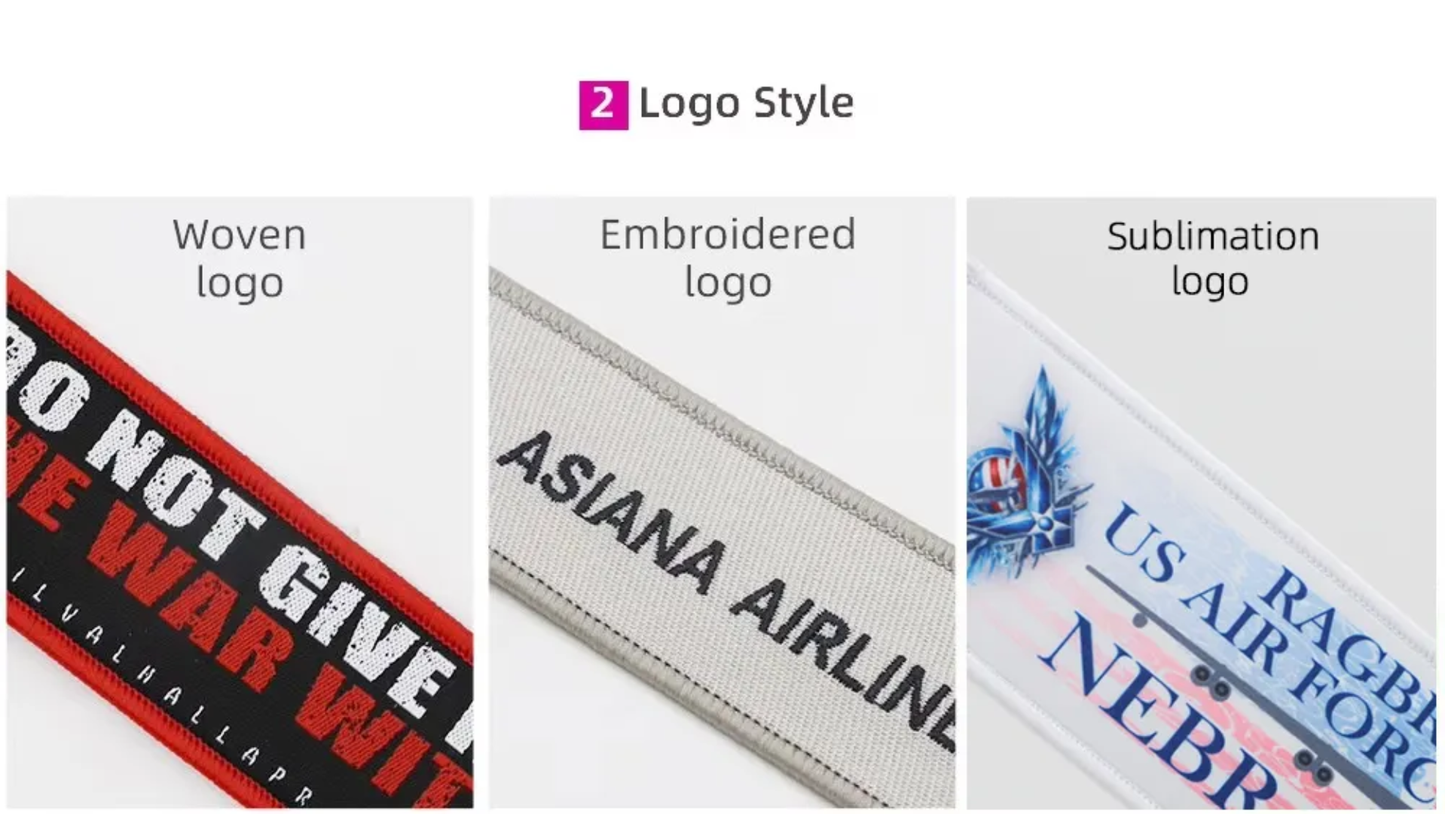 Custom Design – 100 Pieces Imported Bag Tag / KeychainPremium Embroidery / Woven Quality