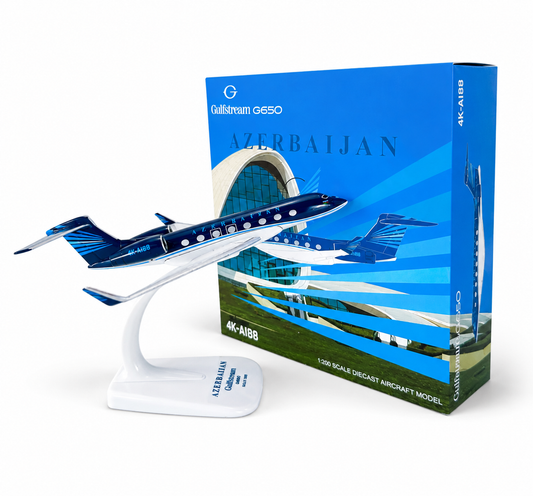 Azerbaijan Gulfstream G650 (20CM) Metal Diecast Airplane Model with Stand