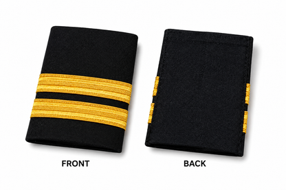 2 Bar Black with Golden Stripes Pilot Epaulettes – Premium Imported Quality