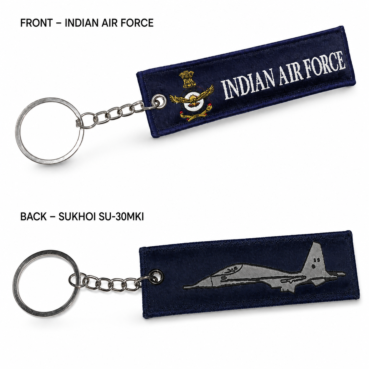 Indian Air Force 🇮🇳 Woven Keychain – Navy Blue