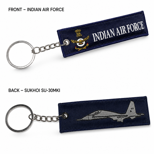 Indian Air Force 🇮🇳 Woven Keychain – Navy Blue