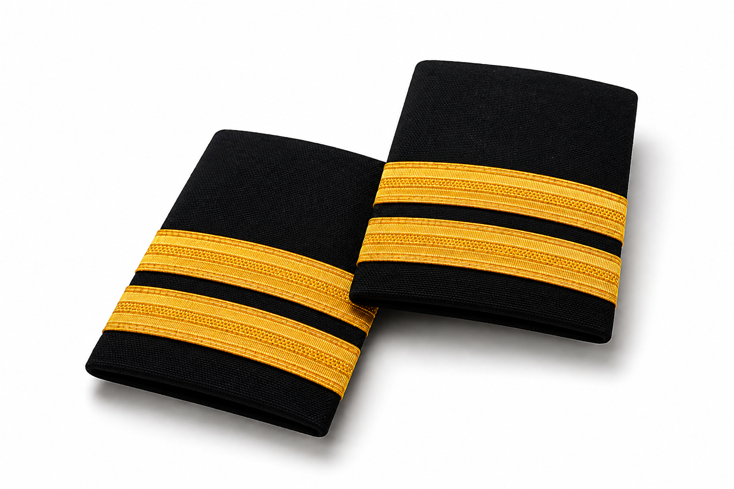 2 Bar Black with Golden Stripes Pilot Epaulettes – Premium Imported Quality