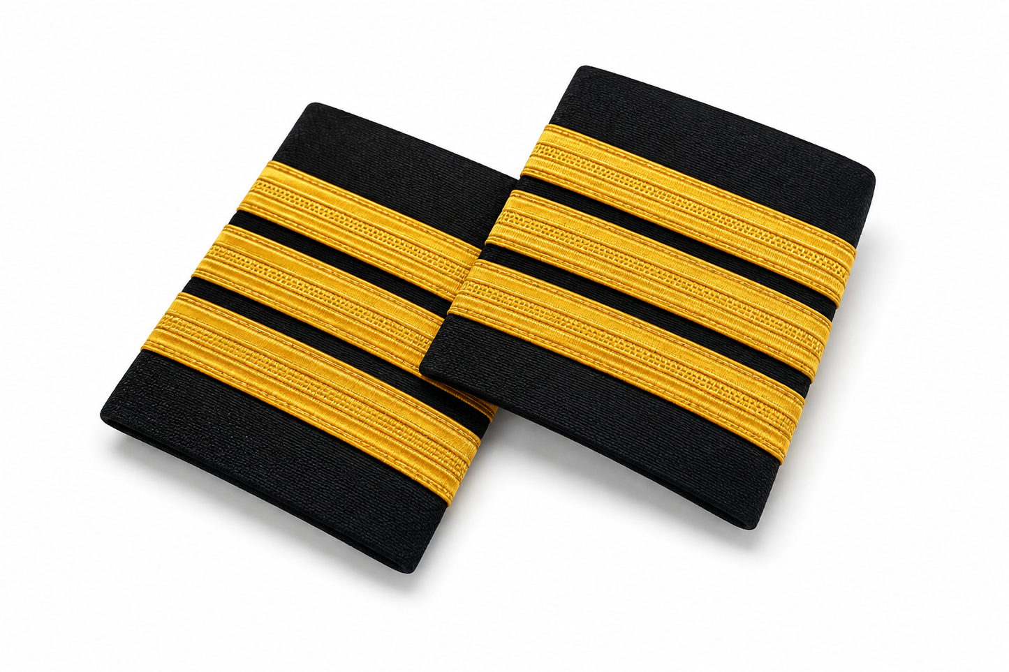 3 Bar Black with Golden Stripes Pilot Epaulettes – Premium Imported Quality