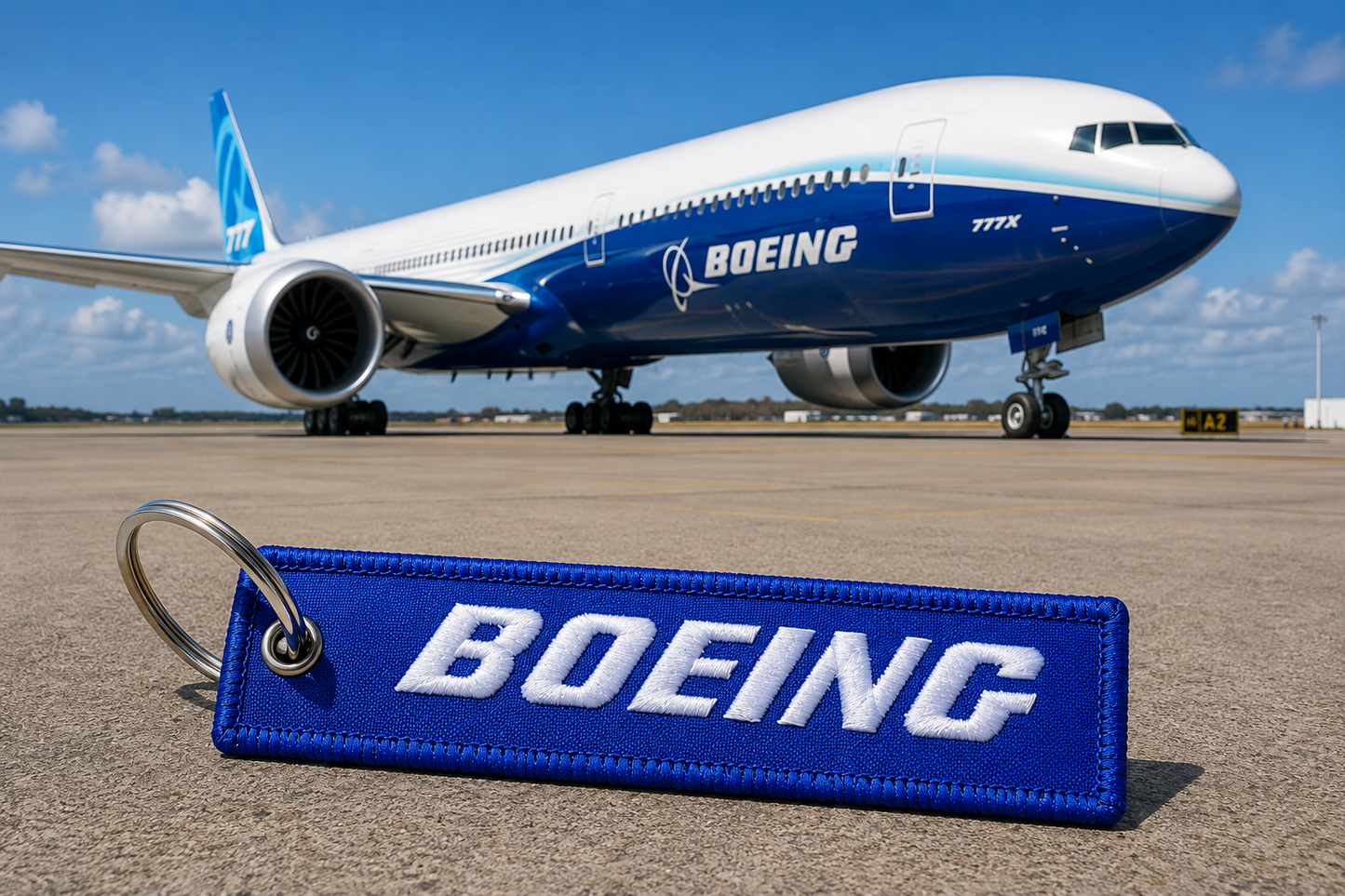 Premium Embroidery Boeing (Blue) Keychain-Bagtag