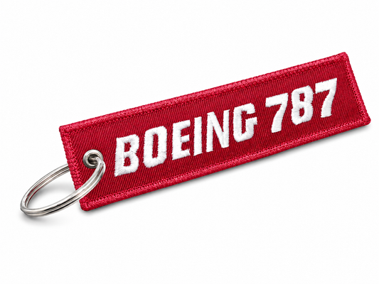 Boeing 787 Dreamliner Premium Embroidered Bag Tag–Keychain (Blue/Red)