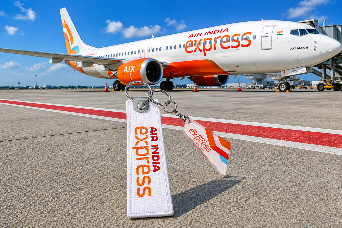 Air India Express Premium Imported Bagtag + Acrylic Tail Keychain