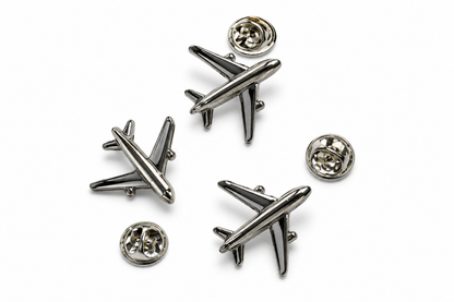 Silver Airplane Lapel Pin – Premium Aviation Brooch