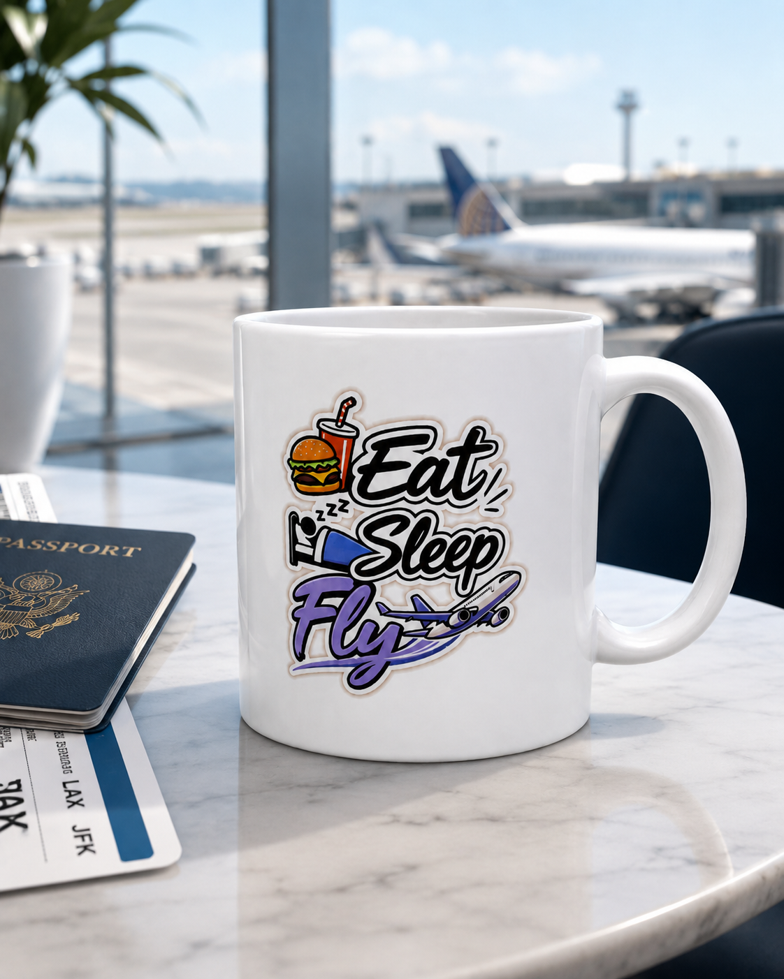 Eat Sleep Fly – Premium Ceramic Coffee Mug | 330ML ✈️☕